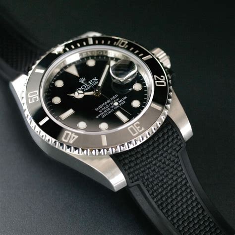 rolex with black rubber strap|rolex submariner 2020 rubber strap.